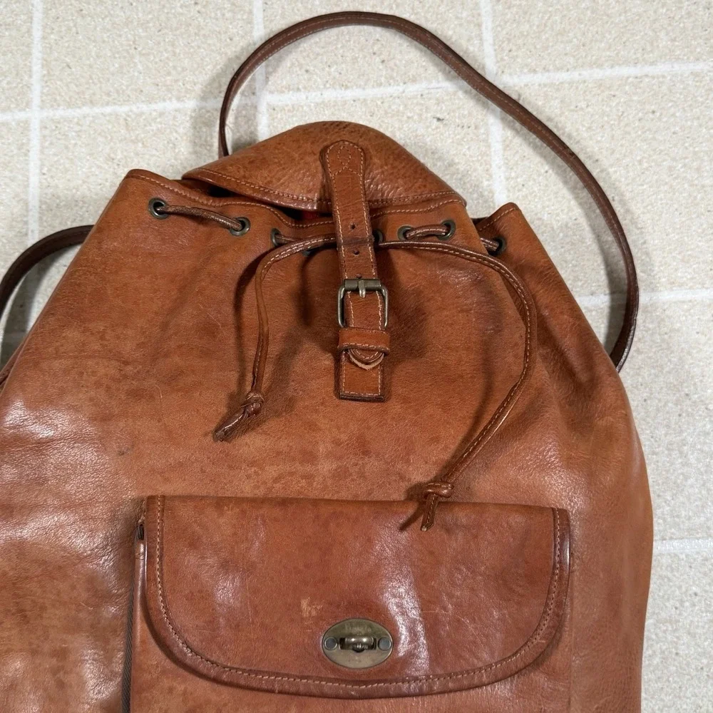 Vintage Bojola Firenze Leather Backpack Original Saddler Bag Made in Italy Brown